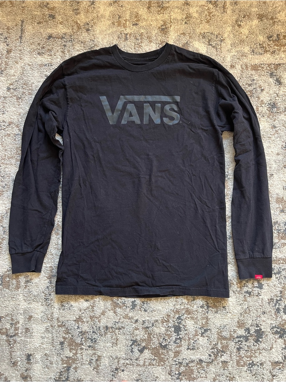 Vans Original Long Sleeve Black Logo T-Shirt Medium